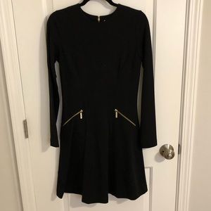 Michael Kors black long sleeve skater dress.